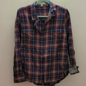 Toad&Co Women's Red and Blue Plaid Flannel Shirt Size Large Like New